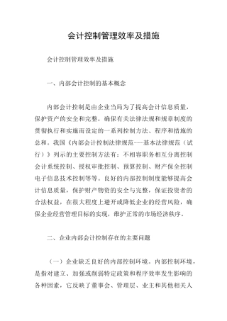 会计控制管理效率及措施