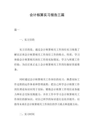会计核算实习报告三篇