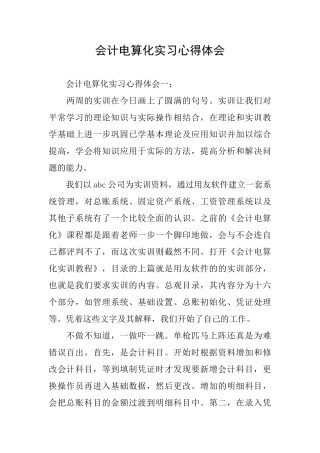 会计电算化实习心得体会
