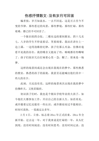 伤感抒情散文没有岁月可回首