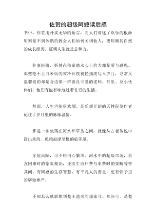 佐贺的超级阿嬷读后感