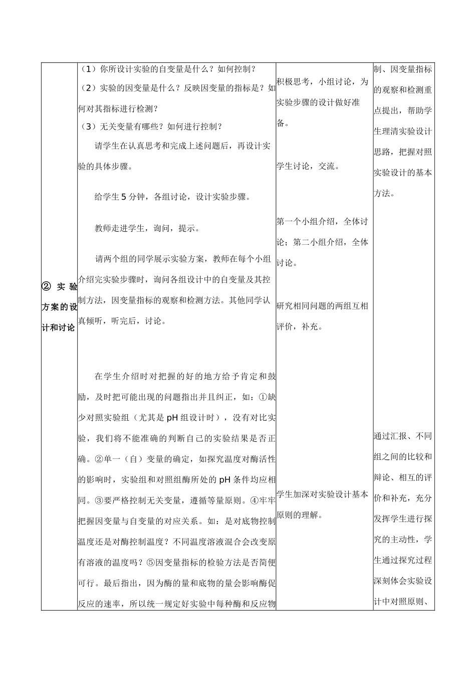 华东地区2009年高中生物教学设计评比资料 探究影响酶活性的因素（温度和pH）_第3页
