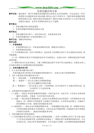 人教版高二政治上册具体问题具体分析