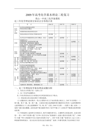 化学基本理论二轮复习--英山一中