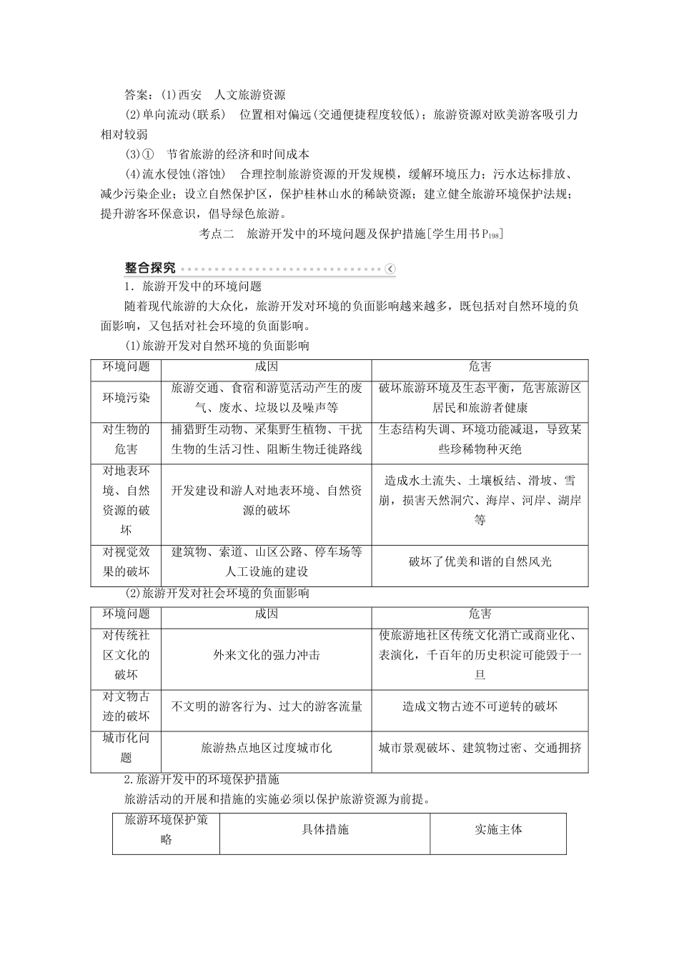 优化方案（福建专用）高考地理总复习 第43讲 旅游开发与保护 做一个合格的现代游客学案（选修3）-人教版高三选修3地理学案_第3页