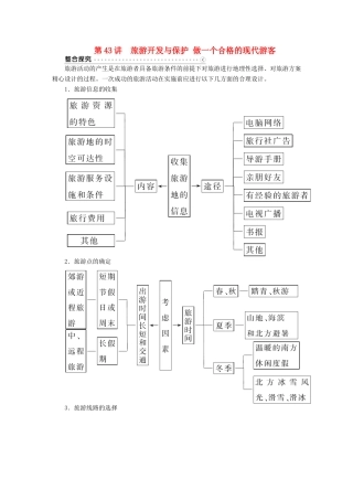 优化方案（福建专用）高考地理总复习 第43讲 旅游开发与保护 做一个合格的现代游客学案（选修3）-人教版高三选修3地理学案