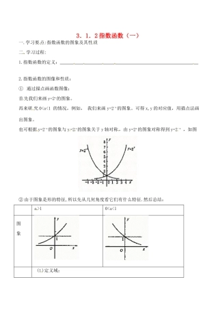 吉林省东北师范大学附属实验学校高中数学 3.1.2指数函数学案（一） 新人教B版必修1