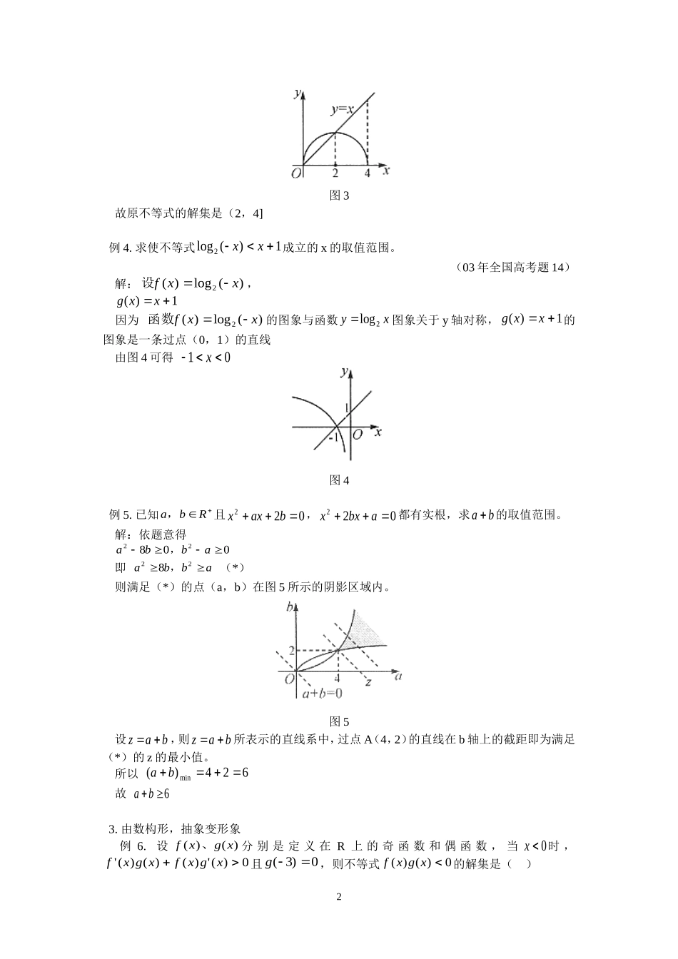 利用数形结合法解不等式问题说明_第2页