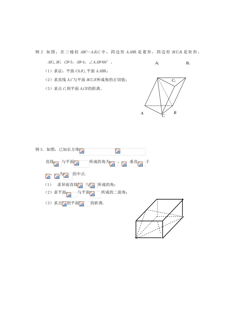 吉林省东北师范大学附属中学2013届高考数学第二轮复习 第22讲 空间角与距离（一）导学案_第2页