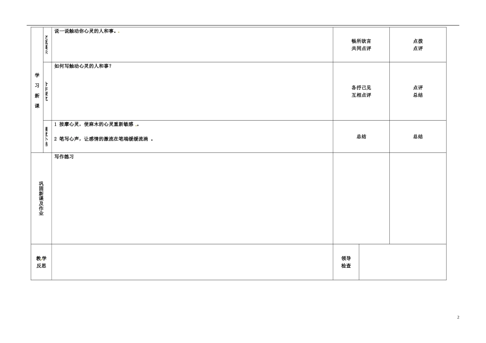 吉林省大安市第二中学校高中语文 表达交流 心音共鸣 写触动心灵的人和事导学案 新人教版必修1_第2页