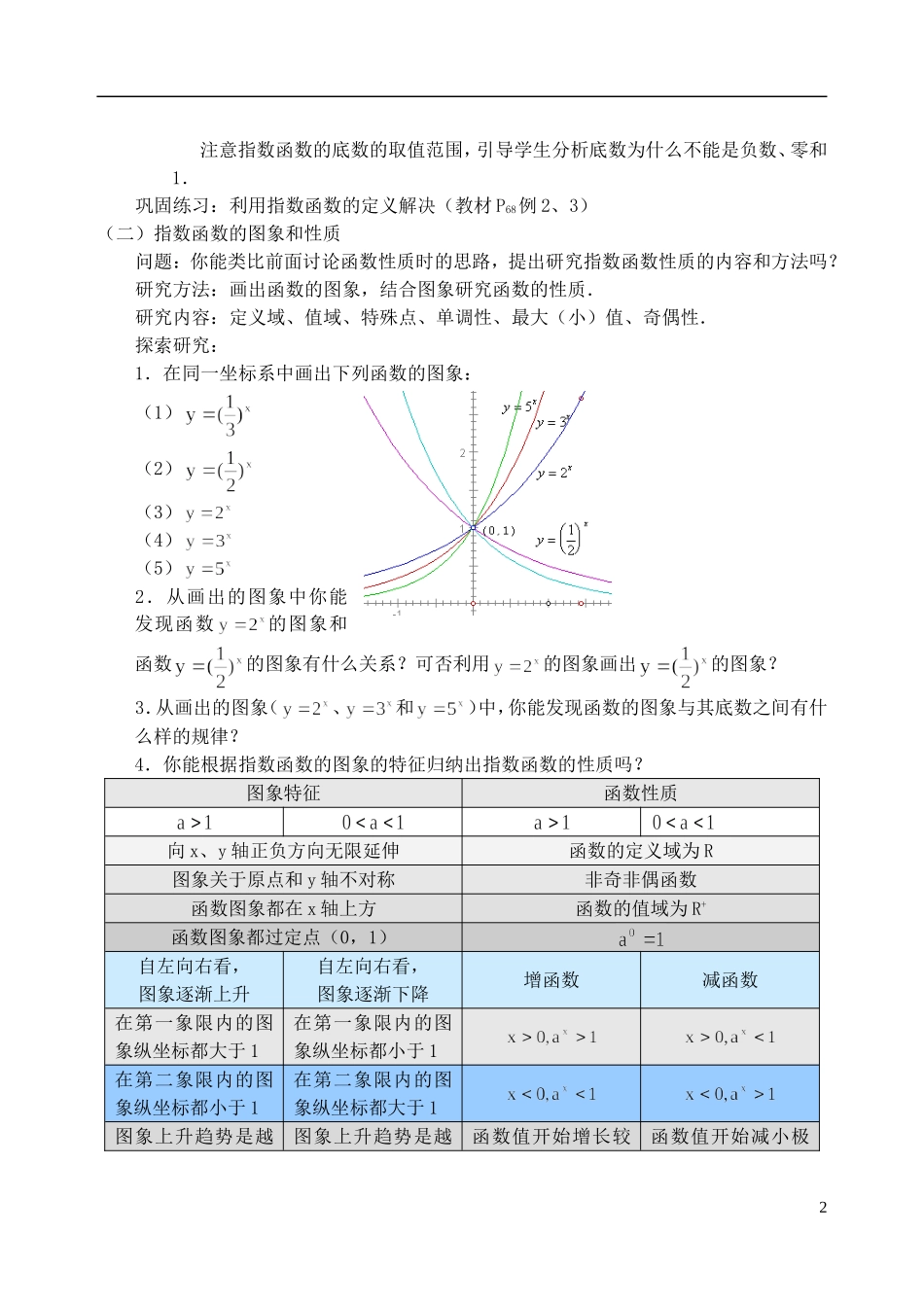 吉林省东北师范大学附属中学2014-2015学年高中数学 1.2.1.2指数函数及其性质教案 新人教A版必修1_第2页