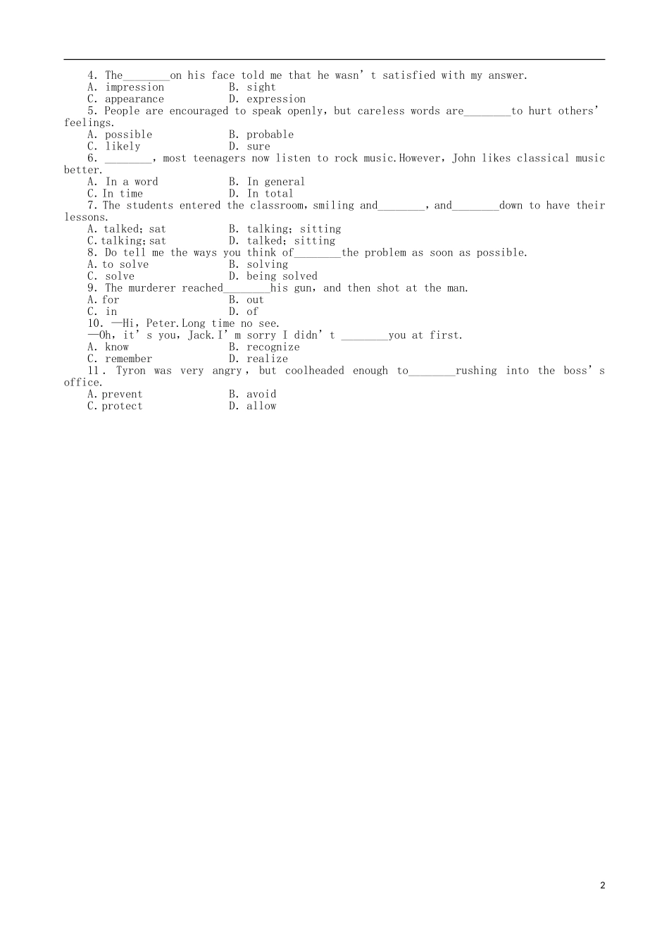 内蒙古高中英语 Unit 4 Body Language  Period 3导学案 新人教版必修4_第2页
