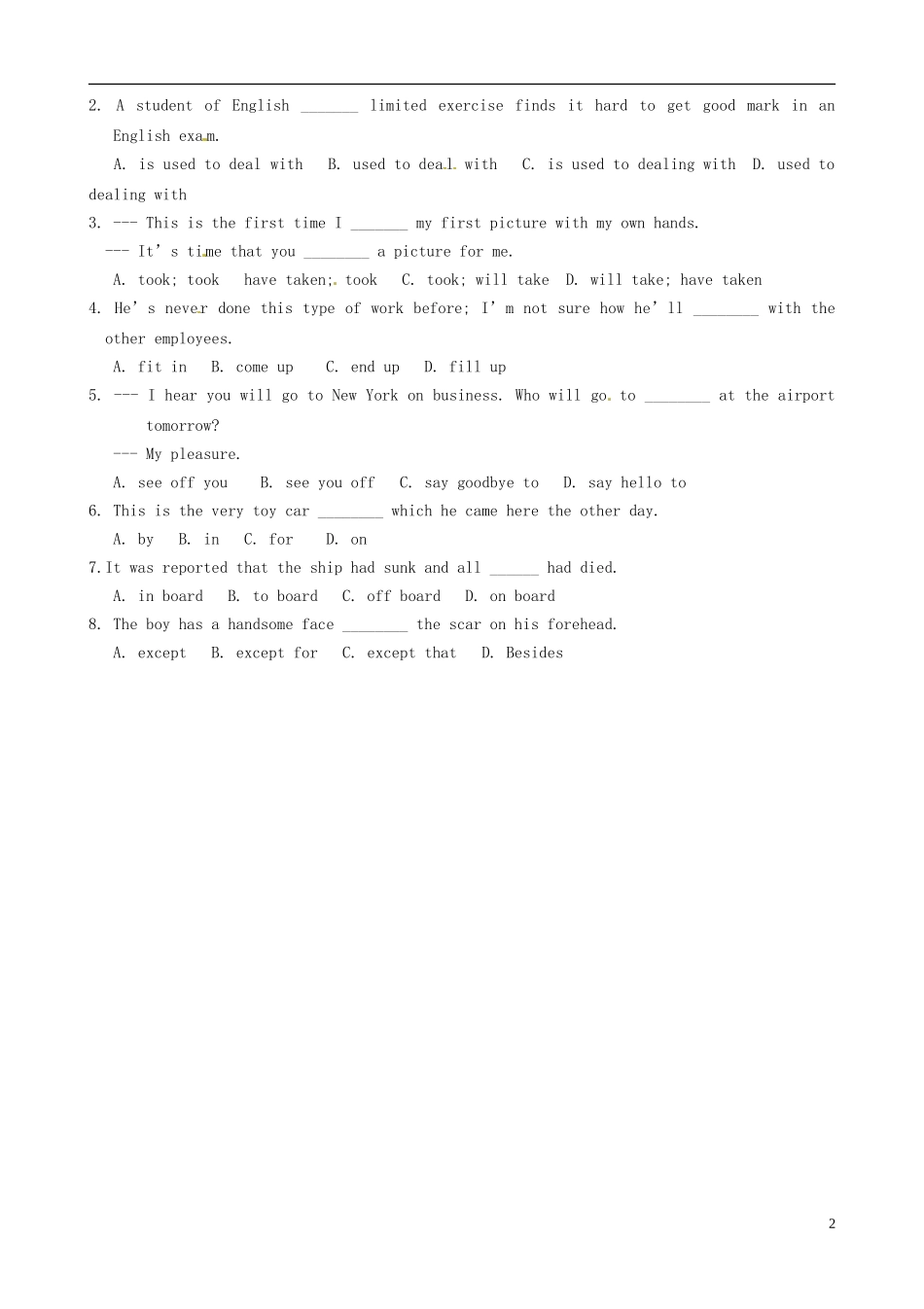 吉林省长春市实验中学高中英语《Unit 5 traveling abroad 4》导学案 新人教版选修7_第2页