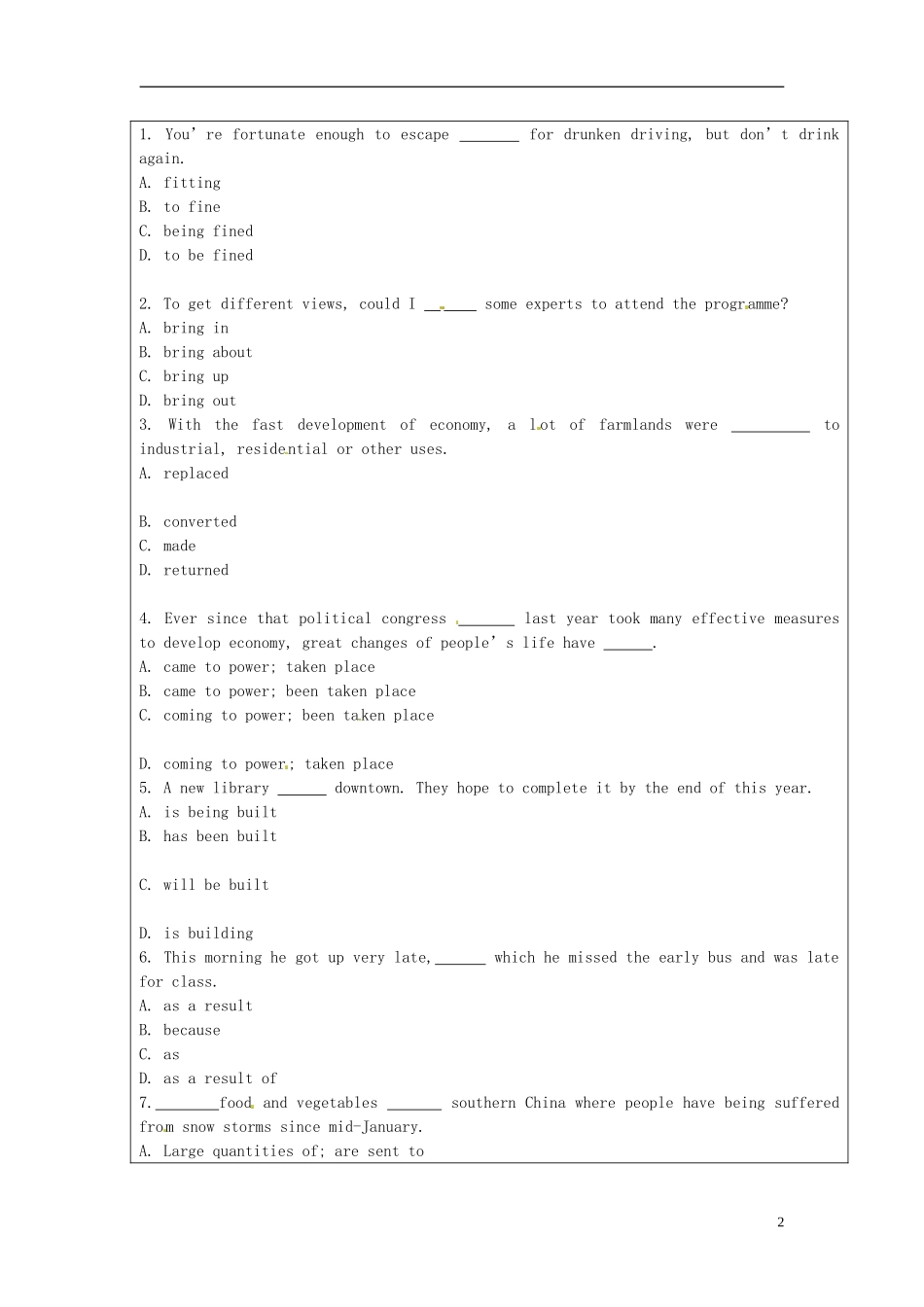 四川省宜宾市南溪二中高中英语《Module 4 Great scientists》检测学案 新人教版必修4_第2页