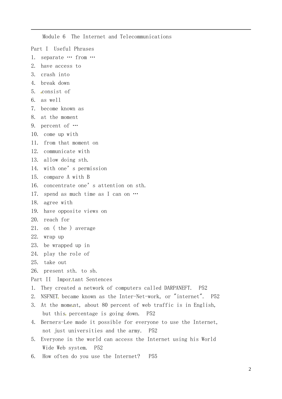四川省宜宾市南溪二中高中英语一轮复习 module5-6导学案 新人教版必修1_第2页