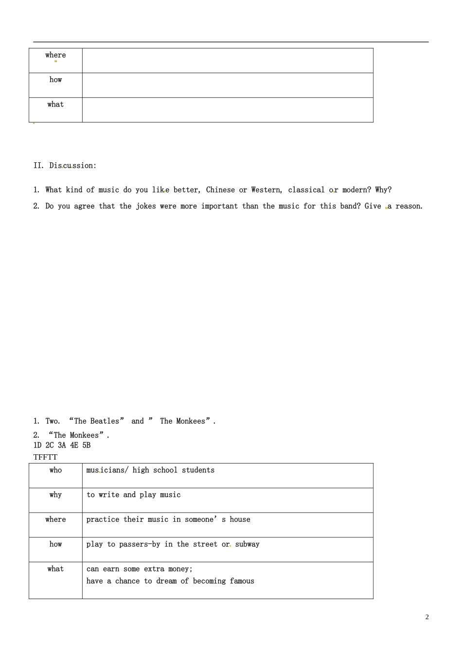 吉林省长春市实验中学高一英语《Unit 5》导学案 新人教版必修2_第2页