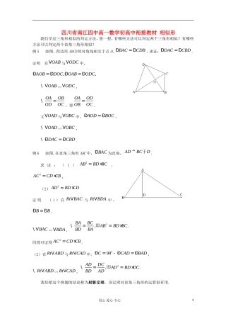 四川省南江四中高一数学初高中衔接教材 相似形
