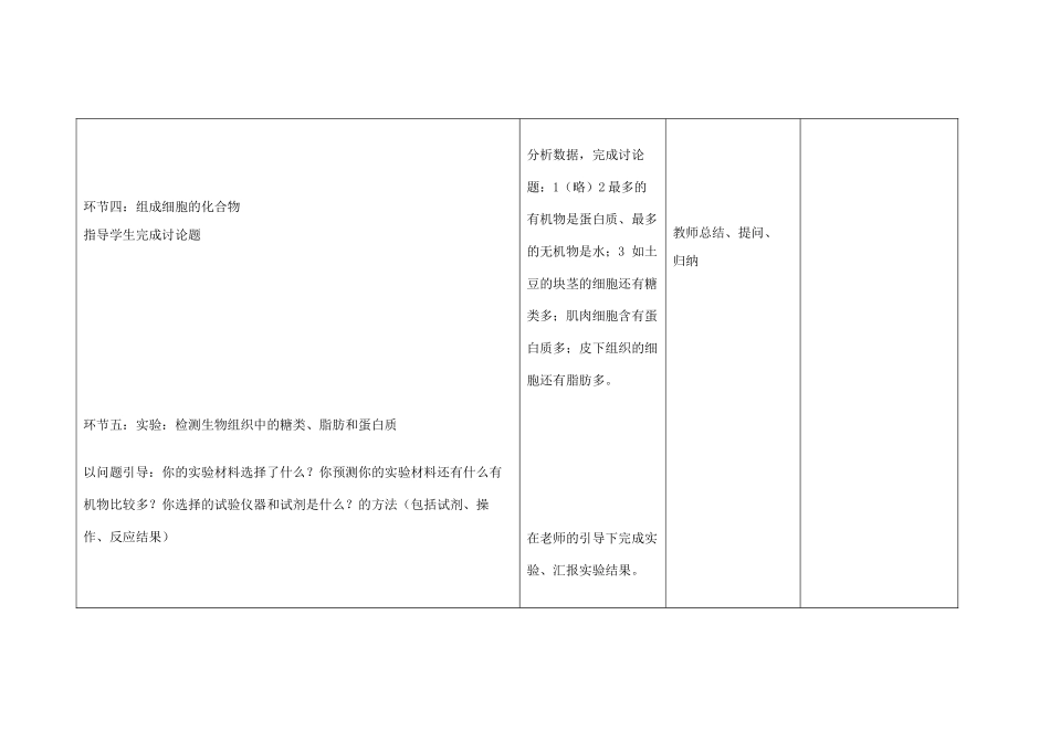 四川省宜宾市一中高一生物第3周教学设计（第2章第1节细胞中的元素和化合物）-人教版高一全册生物教案_第3页