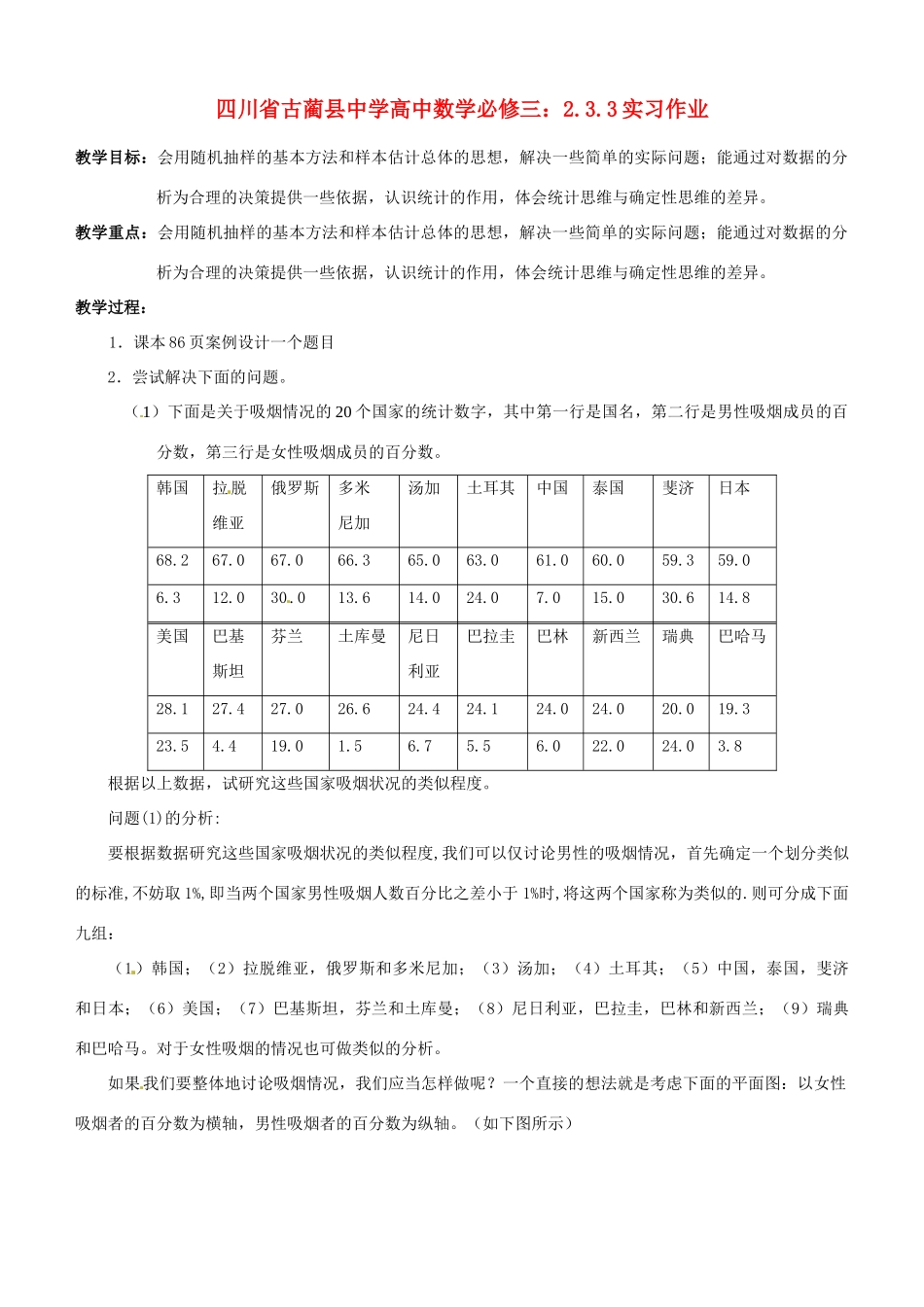 四川省古蔺县中学高中数学 2.3.3实习作业教学案 新人教B版必修3_第1页