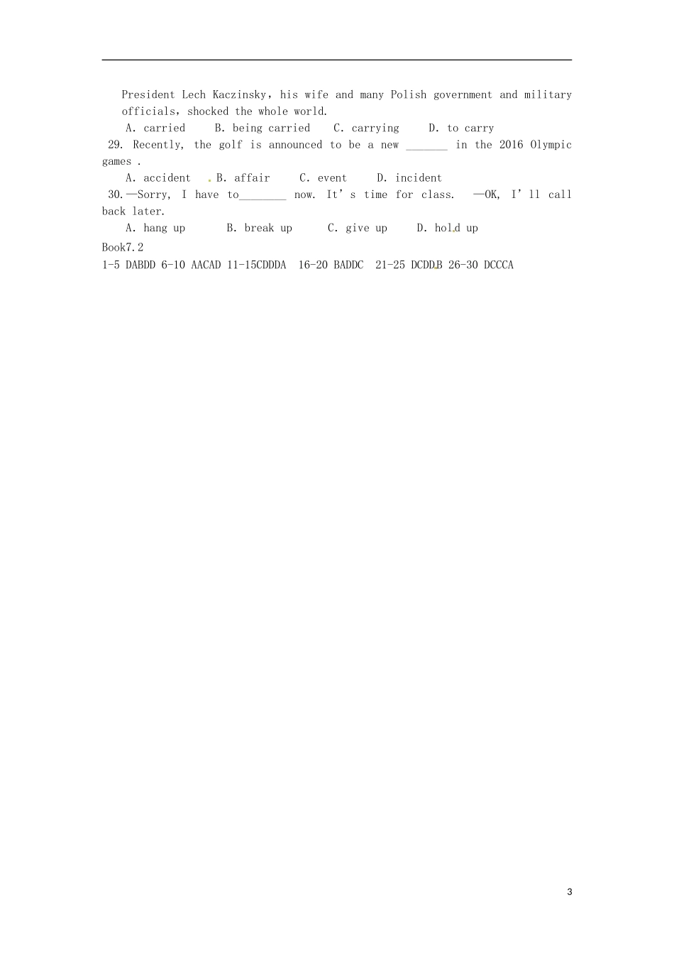 吉林省长春市实验中学高中英语《Unit 2》练习》导学案 新人教版选修7_第3页
