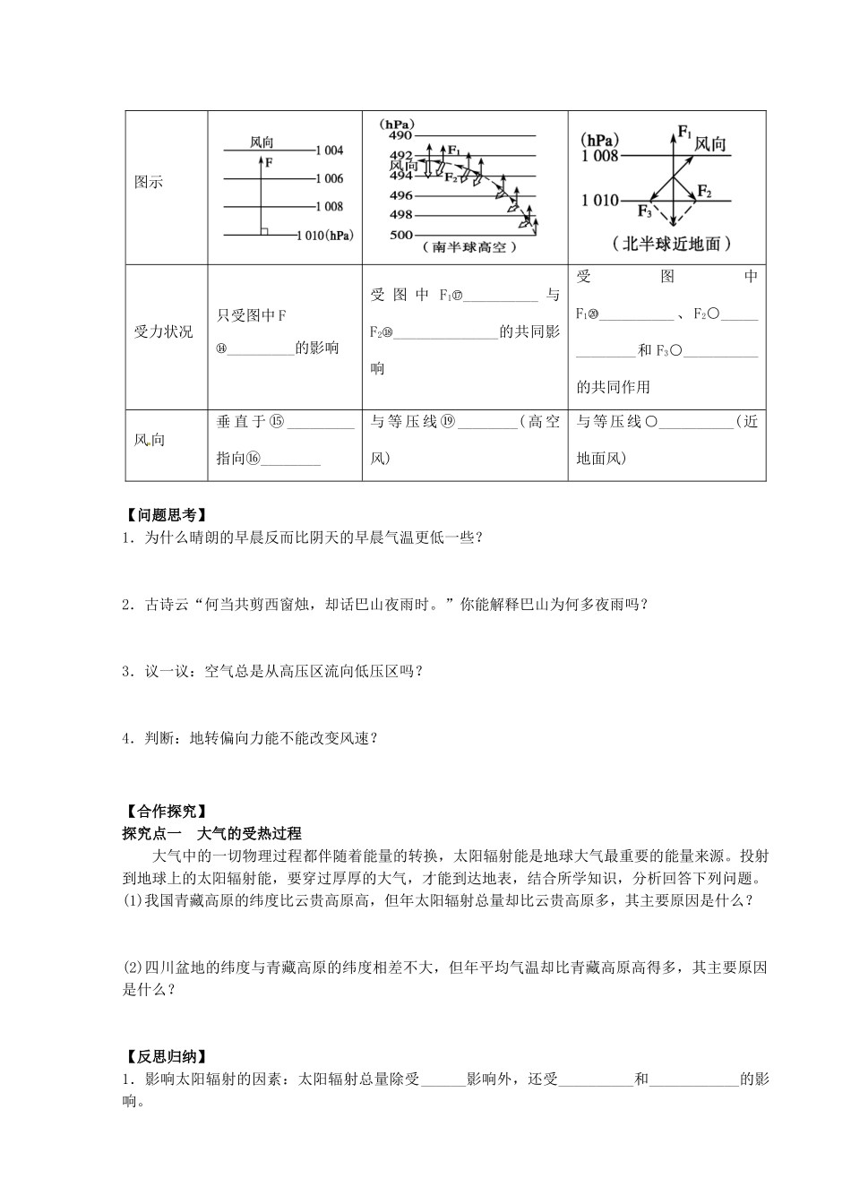 四川省富顺县第三中学高三地理 冷热不均引起大气运动复习学案 新人教版必修1_第2页
