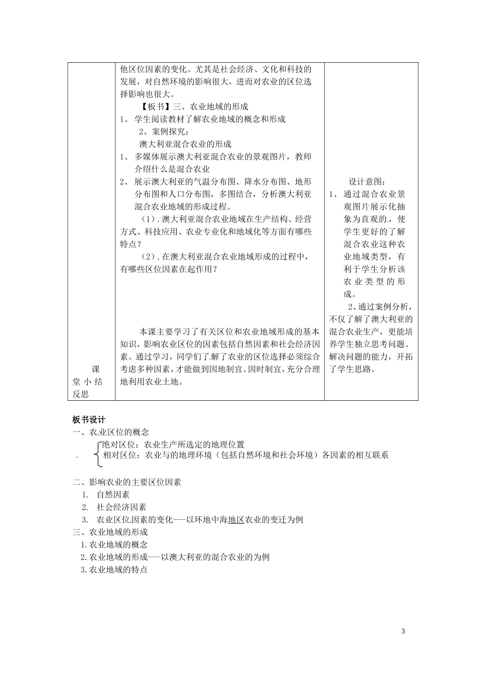 四川省射洪县高一地理《3.1农业的区位选择》教案1 新人教版必修2_第3页