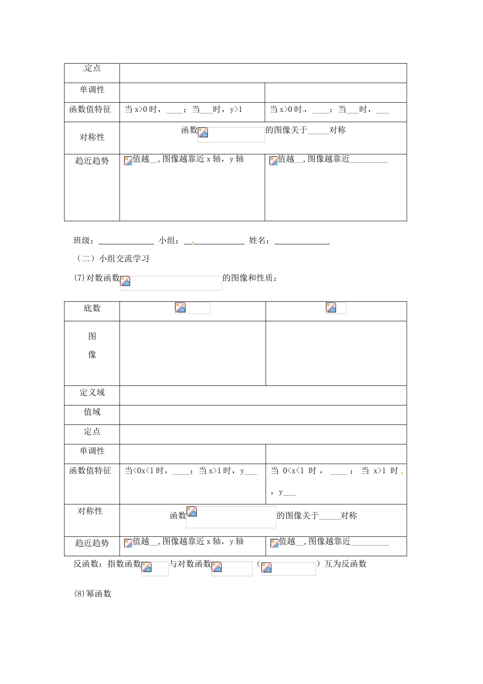 四川省富顺县第三中学高一数学 第二章 基本初等函数(Ⅰ)  小结复习（1）学案_第2页