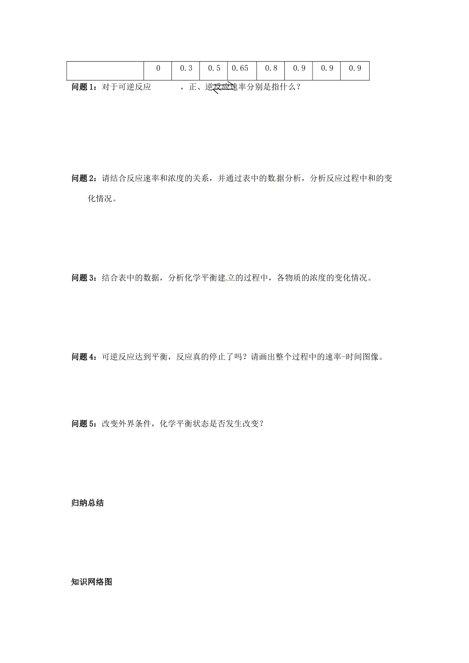 四川省岳池县第一中学2013-2014学年高中化学 第二章 化学反应与能量 第三节（第3课时）化学平衡的建立及特征导学案 新人教版必修2_第3页