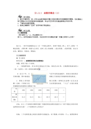 四川省高中数学《1.2.1 函数的概念》学案1 新人教A版必修1
