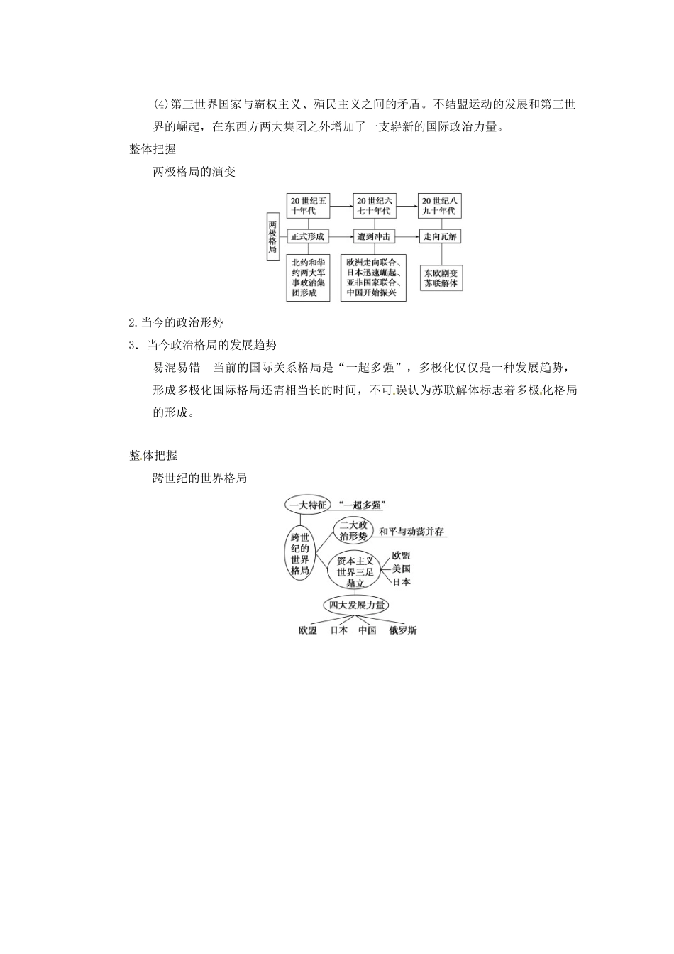 四川省雷波县民族中学2013高三历史一轮复习《第13讲世界多极化趋势出现与加强1》精品教练一体教学案_第2页