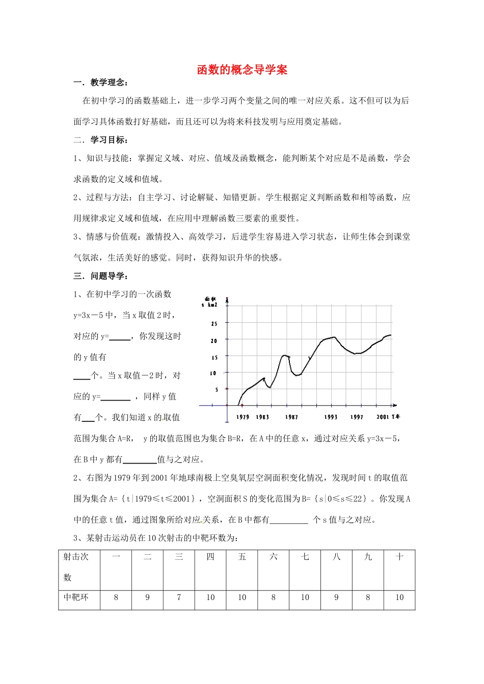 四川省宣汉县第二中学高中数学 第1章《函数的概念》导学案 新人教A版必修1_第1页