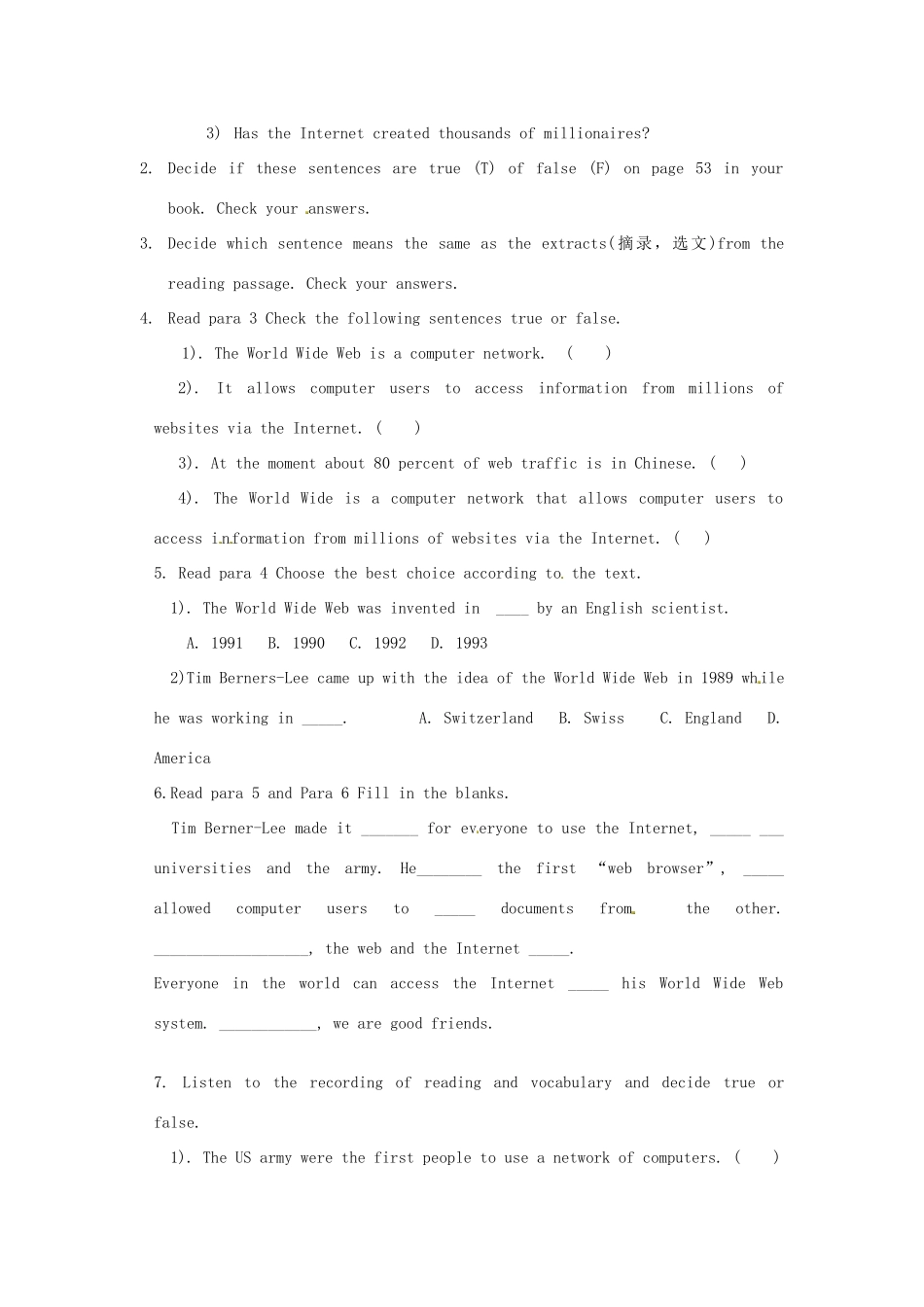 四川省宣汉中学2014高中英语 Period 2 Reading and vcabulary阅读与词汇教案2 外研版必修1_第2页
