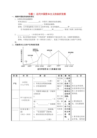 四川省泸州高级教育培训学校2012-2013学年高中历史 专题二 近代中国资本主义的曲折发展学案 人民版必修1