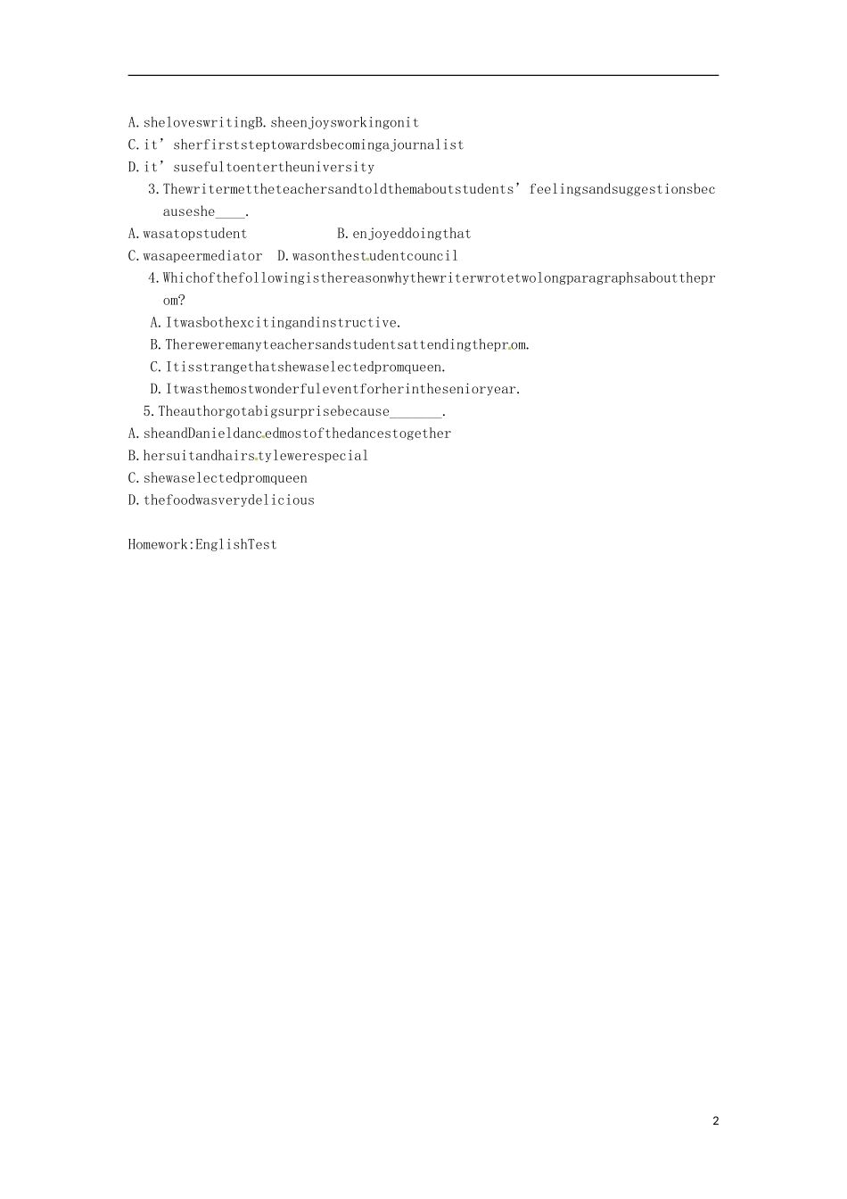 天津市宝坻区大白庄高级中学2014高中英语 module2 Reading学练稿 外研版选修7_第2页