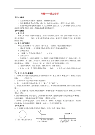 四川省木里县中学高中物理 专题 受力分析学案 教科版必修1