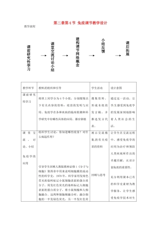 山东省2015年高中生物 第2章 第4节 免疫调节新课教学过程 新人教版必修3