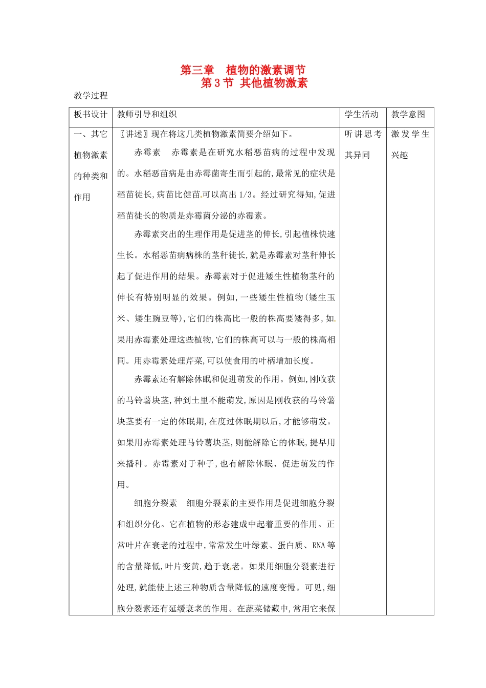 山东省2015年高中生物 第3章 第3节 其他植物激素新课教学过程2 新人教版必修3_第1页