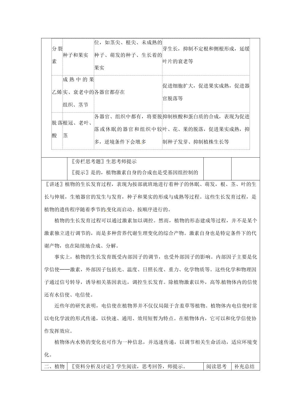 山东省2015年高中生物 第3章 第3节 其他植物激素新课教学过程2 新人教版必修3_第3页