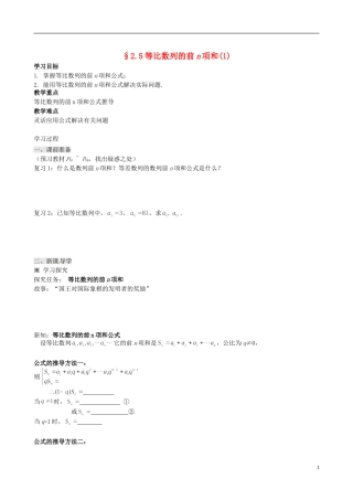 四川省岳池县第一中学高中数学 2.5 等比数列的前n项和学案 新人教A版必修5