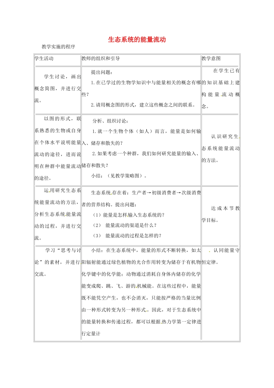 山东省2015年高中生物 第5章 第2节 生态系统的能量流动新课教学过程1 新人教版必修3_第1页