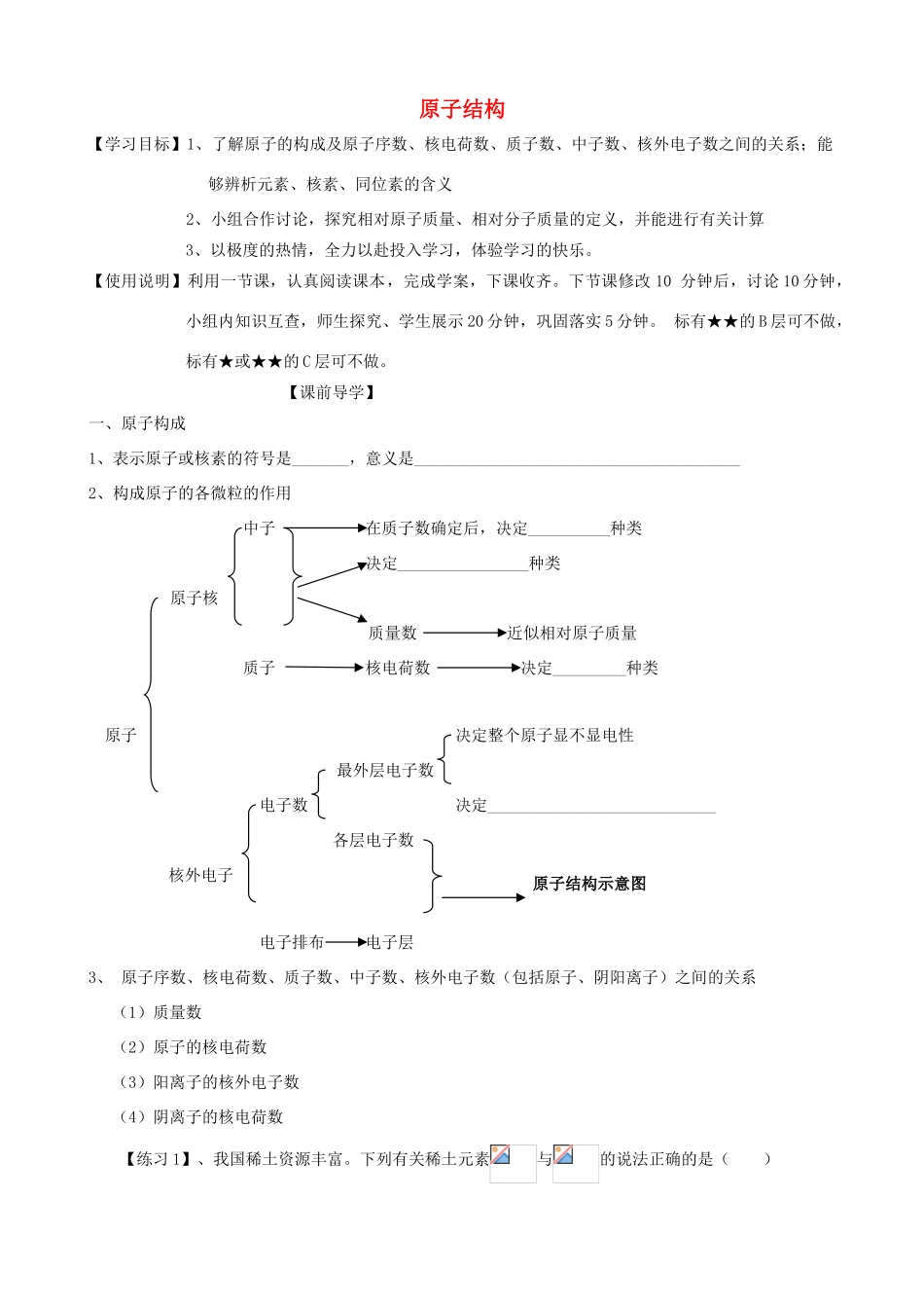 山东2012届高三化学一轮 19原子结构学案_第1页
