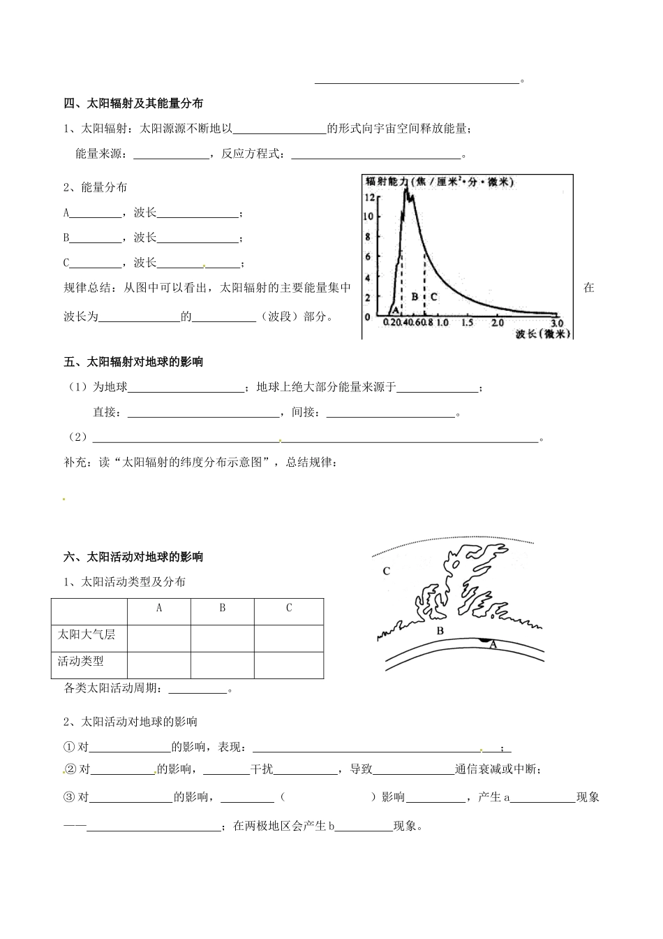 天津市宝坻区大白庄高级中学2014届高三地理 1.5 宇宙中的地球学案_第2页