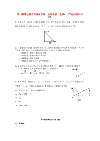 四川省攀枝花市米易中学高中物理《平抛物体的运动》教案 新人教版必修2
