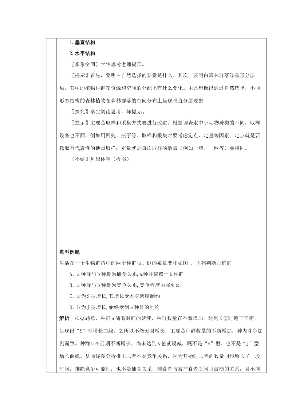 山东地区2012高中生物备课资料 4.3《群落的结构》同步教案 新人教版必修3_第3页