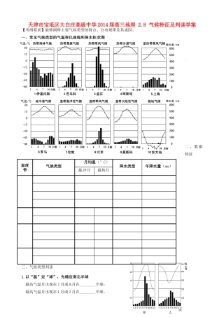 天津市宝坻区大白庄高级中学2014届高三地理 2.8 气候特征及判读学案
