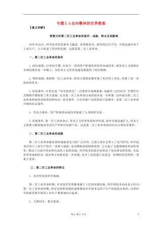 山东省东营市一中2011-2012学年高中历史 专题5.4 走向整体的世界教案 人民版必修2