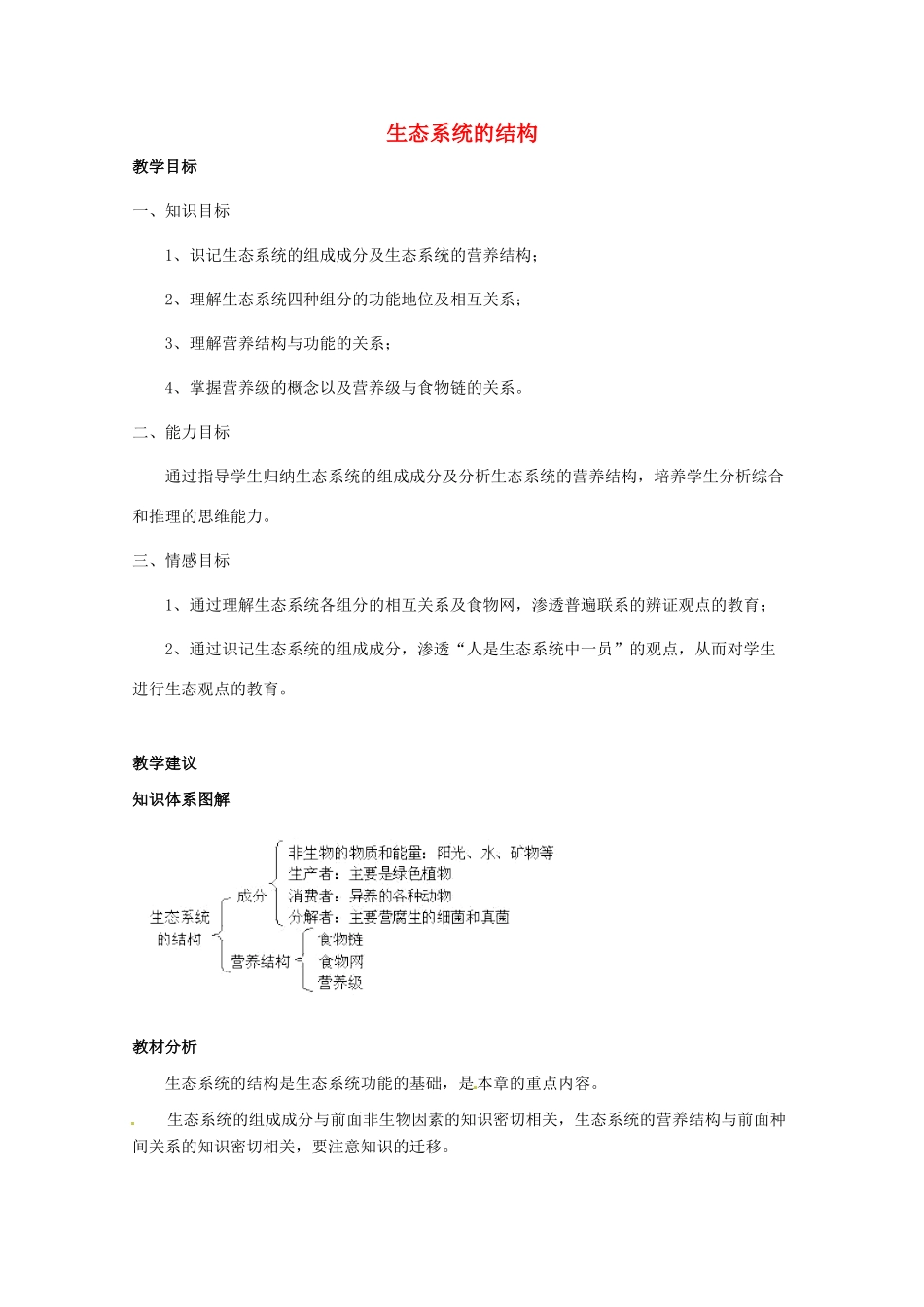 山东地区2012高中生物备课资料 生态系统的结构教案 新人教版必修3_第1页