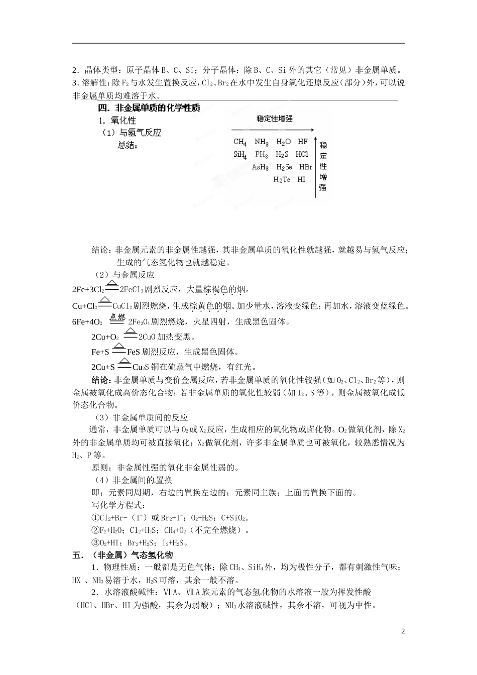 天津市梅江中学高考化学一轮复习 非金属元素及其化合物教学案 _第2页