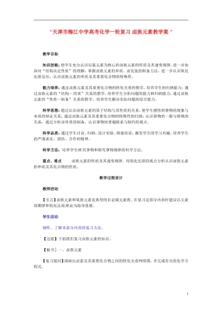 天津市梅江中学高考化学一轮复习 卤族元素教学案 