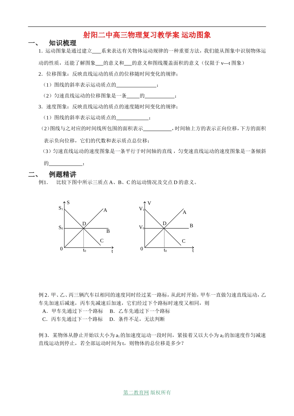 射阳二中高三物理复习教学案 运动图象_第1页